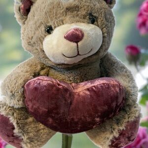 Plush Heart Pillow - Brown and Purple